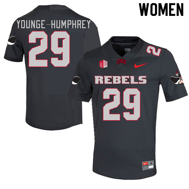 Women #29 Jordan Younge-Humphrey UNLV Rebels 2023 College Football Jerseys Stitched-Charcoal - Click Image to Close
